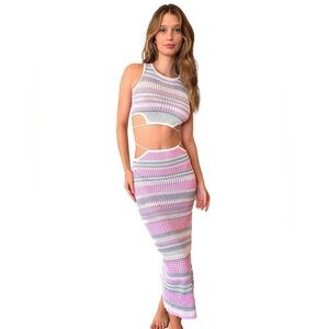 CAPITTANA Crocheted TOP size S/XS. Pastel colors with tie around feature. NWOT​